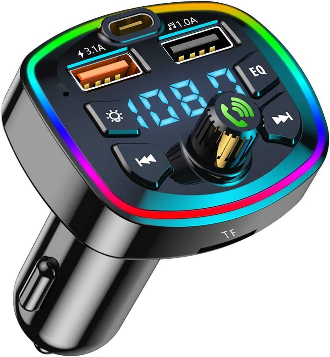 Transmissor FM Bluetooth Carro MP3 portas USB duplas 5 V / 3.1A e 1A