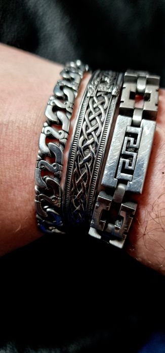 Atrakcyjna stalowa bransoletka nordycka celtycka łańcuszek pancerka