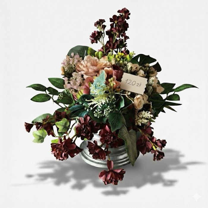 Sztuczne kwiaty nagrobkowe w doniczce - elegancka kompozycja