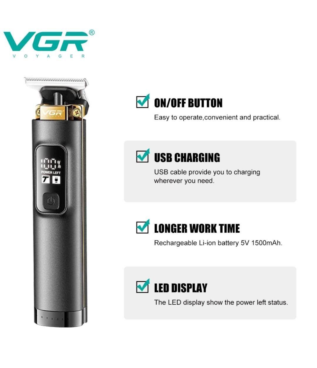 Тример VGR V-985 для стрижки волосся, бороди та окантовки.  Тример вгр
