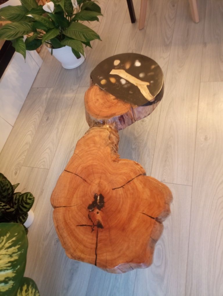Mesa rustica com resina