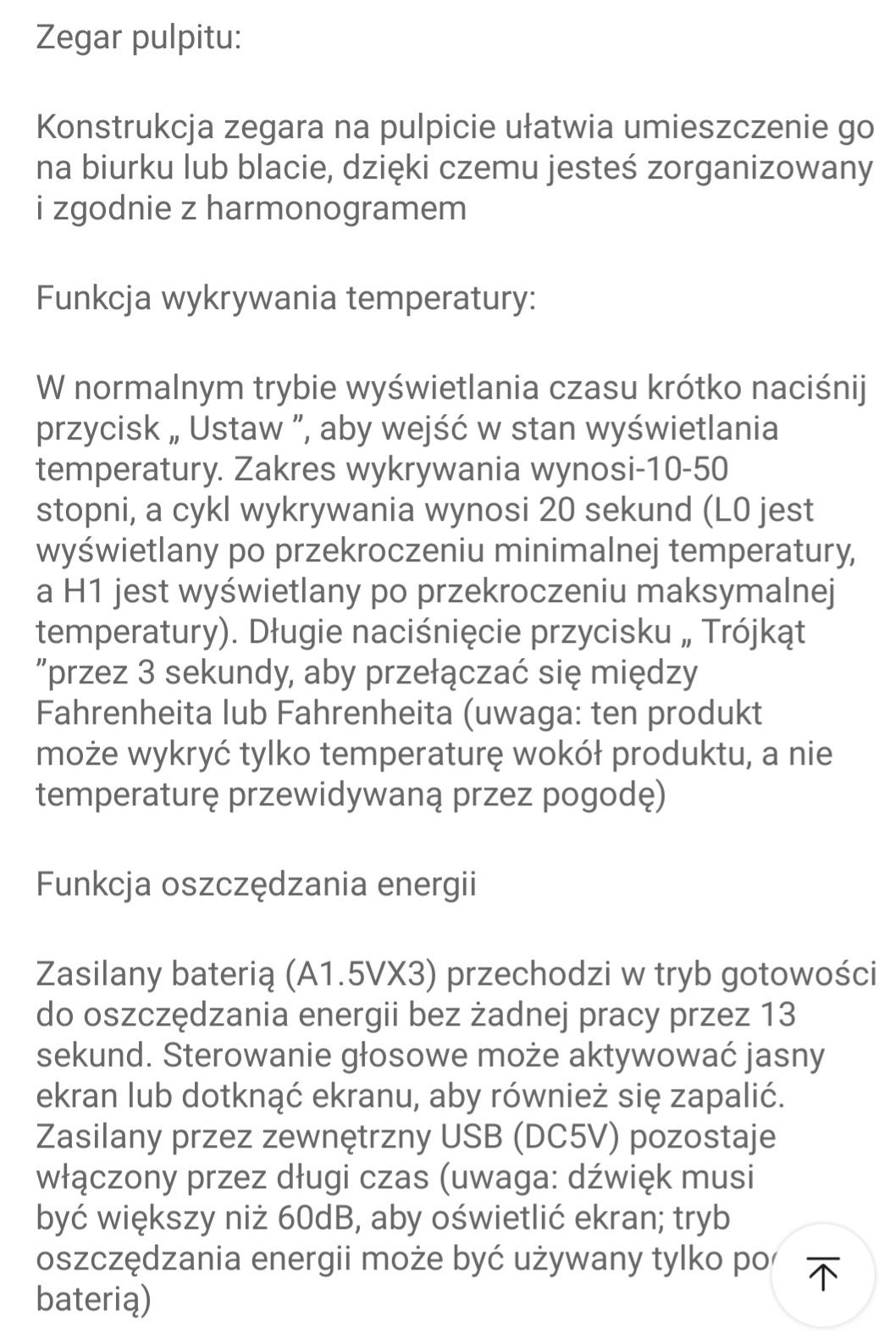 Zegar budzik termometr pokojowy duży czytelny