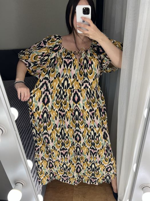 Сукня плаття сарафан платье котон міді батал 22 розмір 56 натуральна