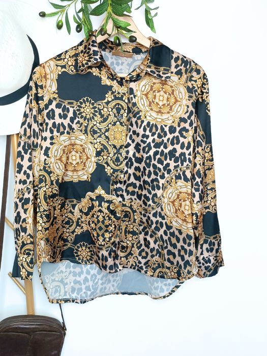 Kolorowa koszula z długim rękawem damska rozmiar S 36 M 38