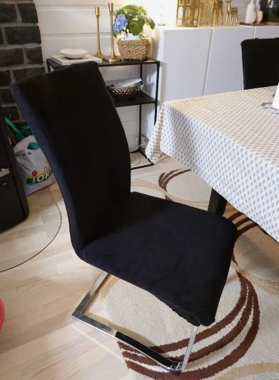 Zestaw 6 pokrowców na krzesła czarny elastyczny welur grube pokrowce