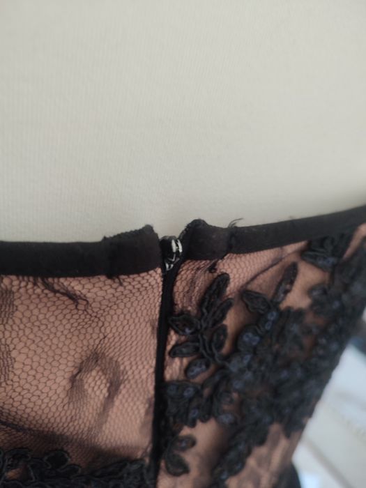 Nowa długa sukienka EMO czarna beżowa koronka sukienka maxi studniówka