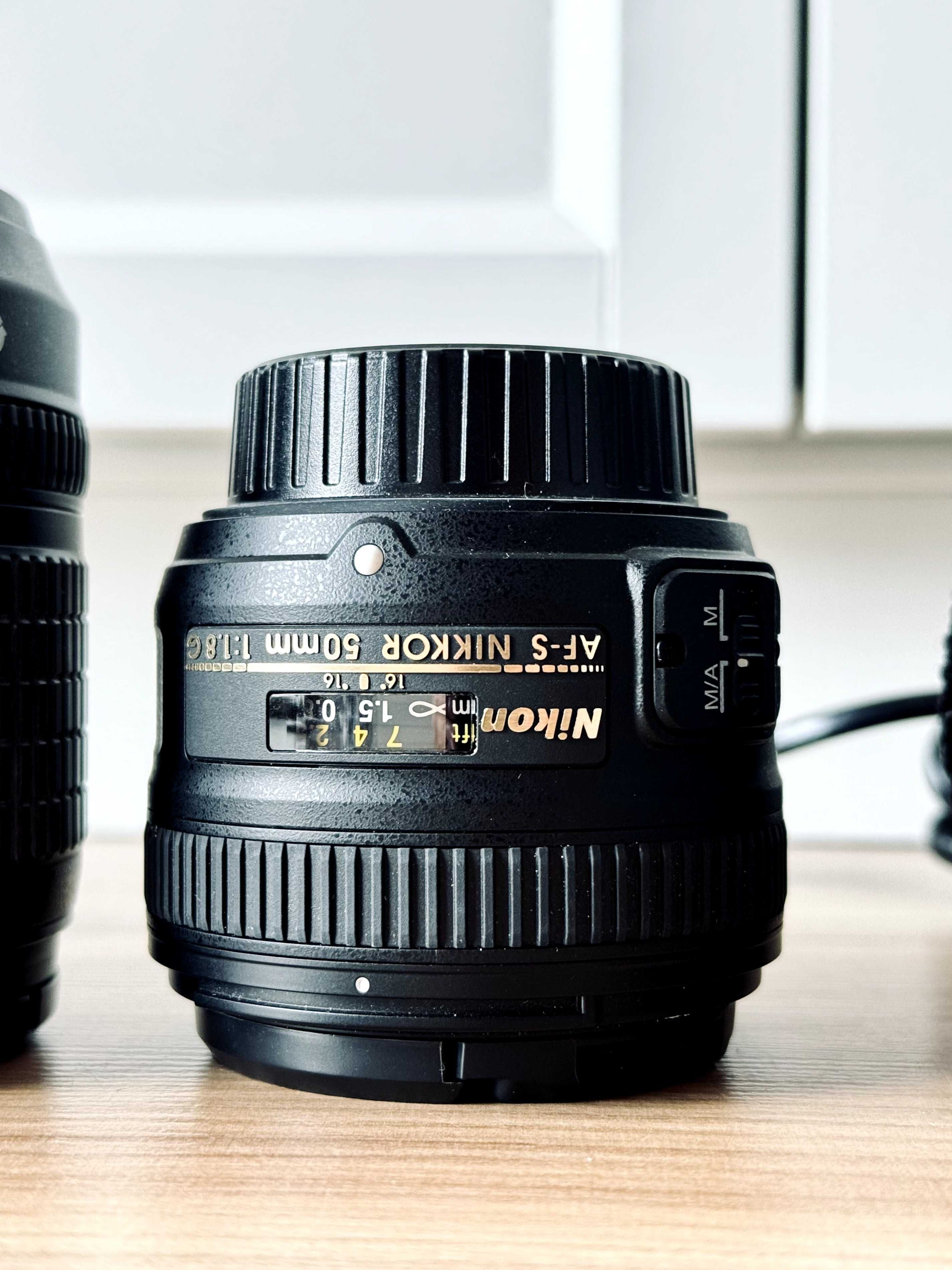 Nikon D90 + obiektywy: 18-105 VR + standardowy AF-S 50mm f/1,8G