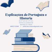 Explicações de Português e História
