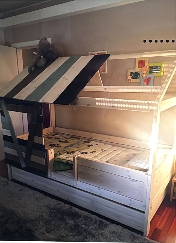 Cama Criança com módulo Cabana com 2 camas/colchões