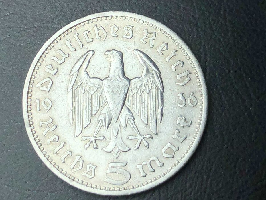 5 Reichsmark Alemanha 1936 Letra A - Prata