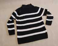 UNI Nowy damski sweter paski Gruby golf suwak