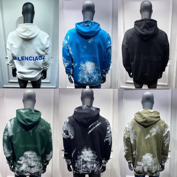 РАСПРОДАЖА! Голубое синее худи Balenciaga оверсайз мужское унисекс