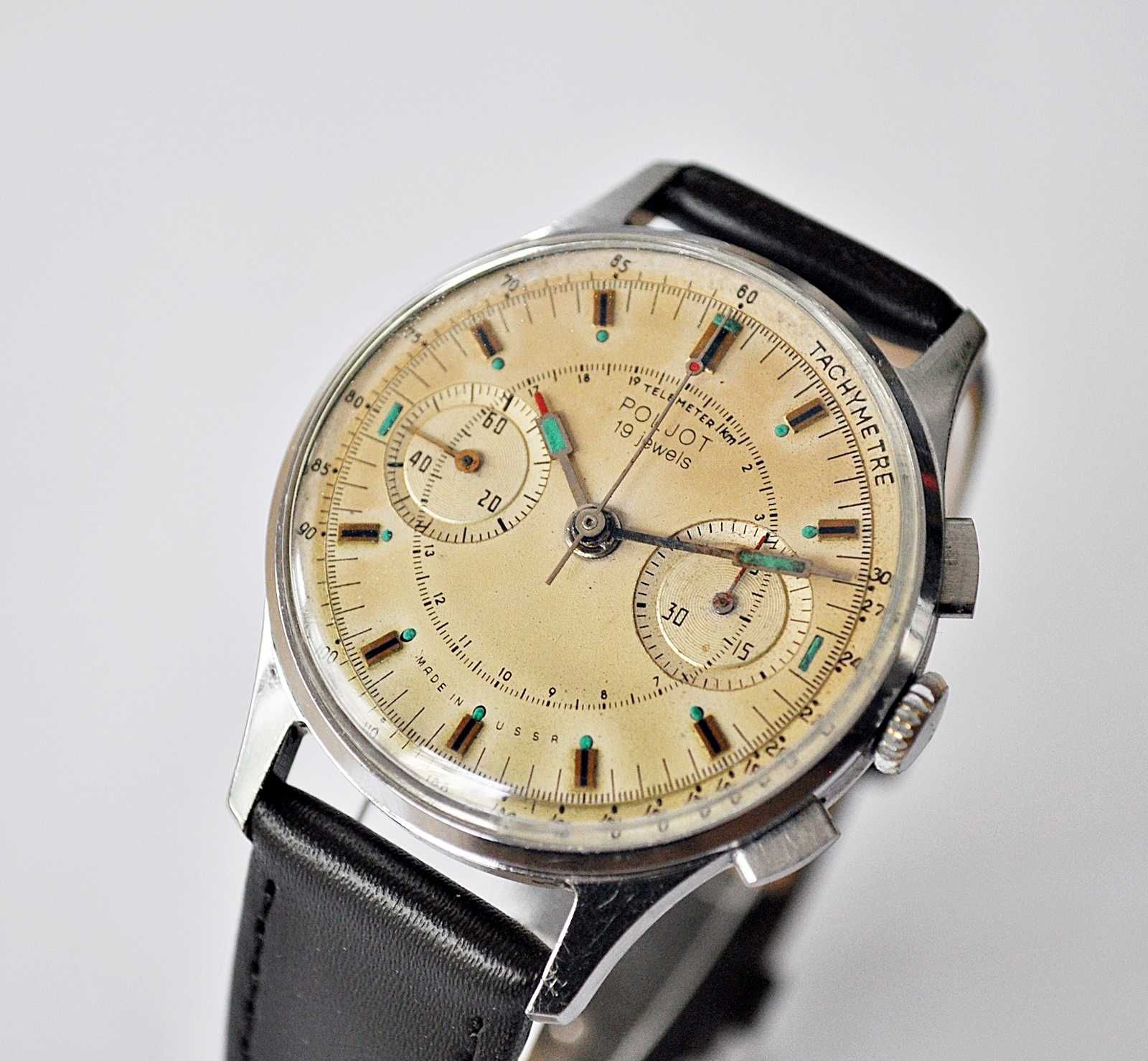 Rzadki Poljot chronograf 3017 19 kamieni