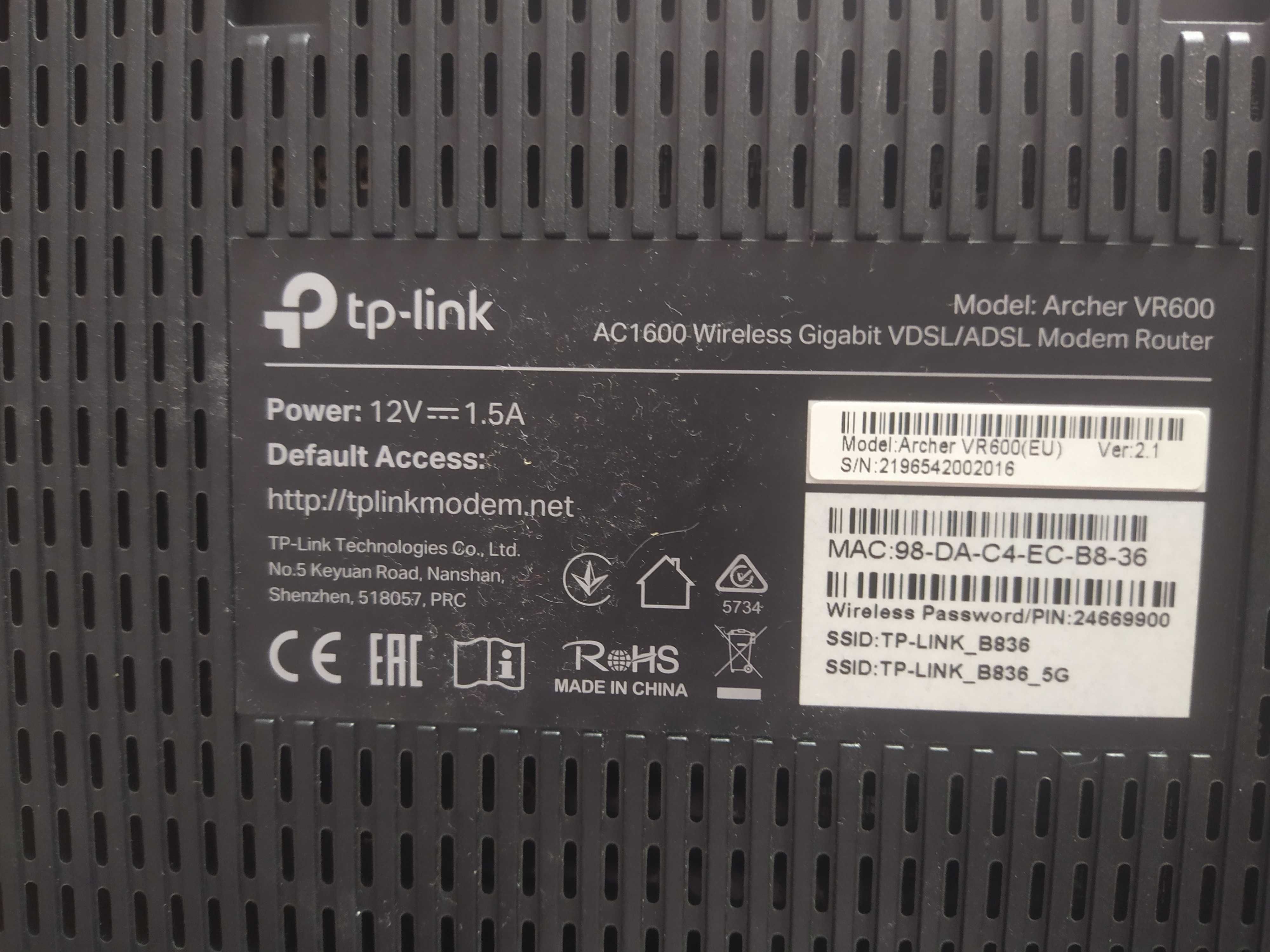 Modem ruter TP link Archer VR600