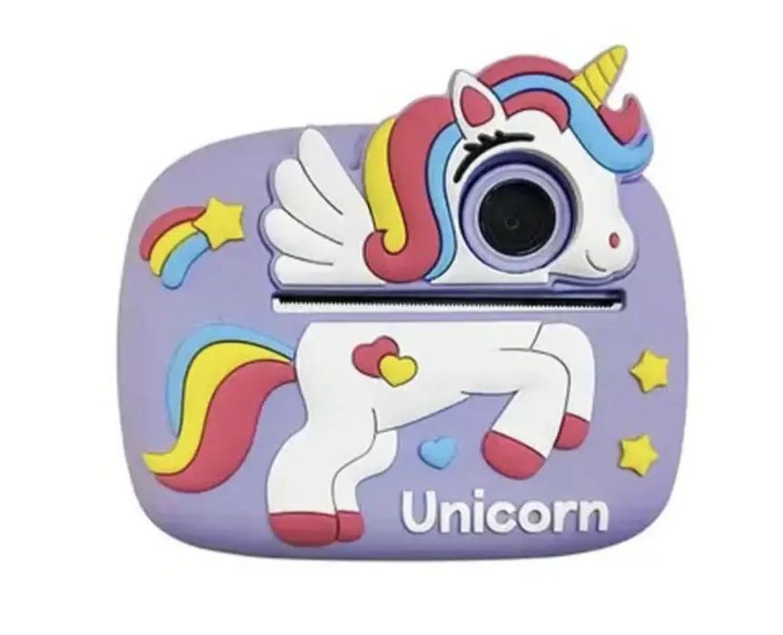 Детский фотоаппарат-принтер с моментальной печатью Единорог с крыльями