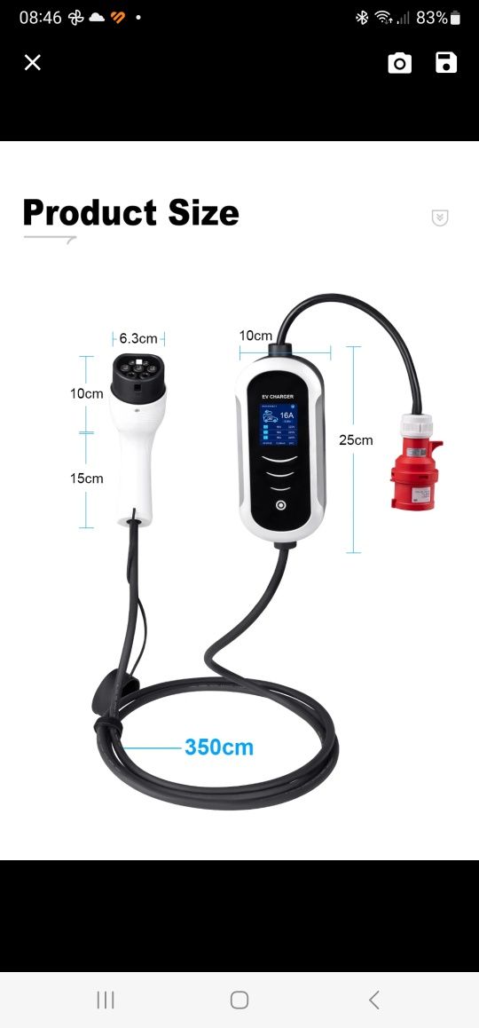Wallbox ,Ładowarka do samochodu elektrycznego ,typ 2 3f 11kW