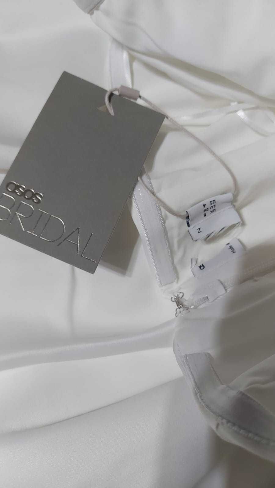 drapowana gorsetowa bandeau ślubna maxi asos