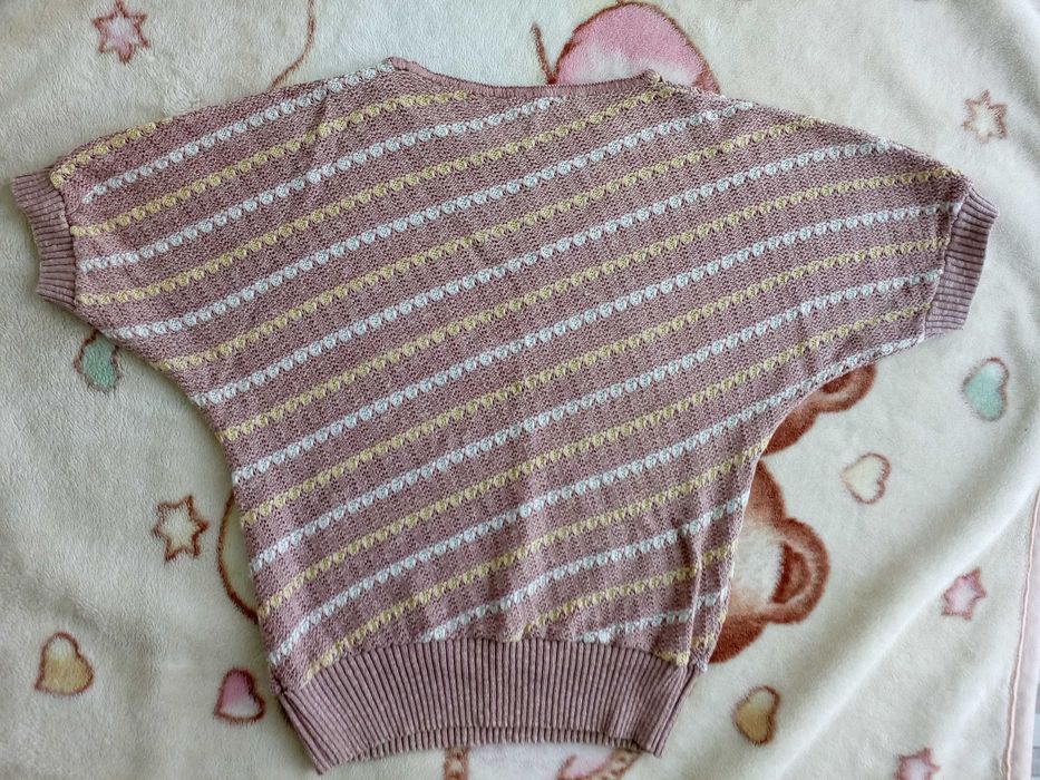 Brązowa kamizelka bluzka w paski ok. 36 - 38 - 40 oversize vintage