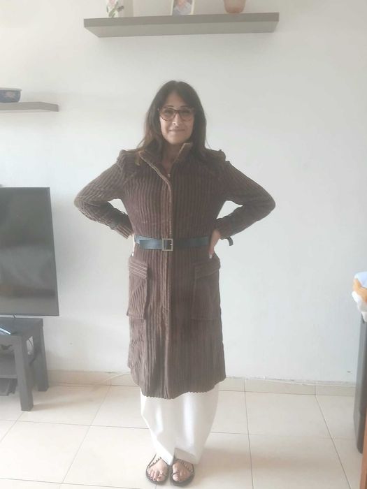 Casaco comprido Veludo Verde Acastanhado Purification Garcia