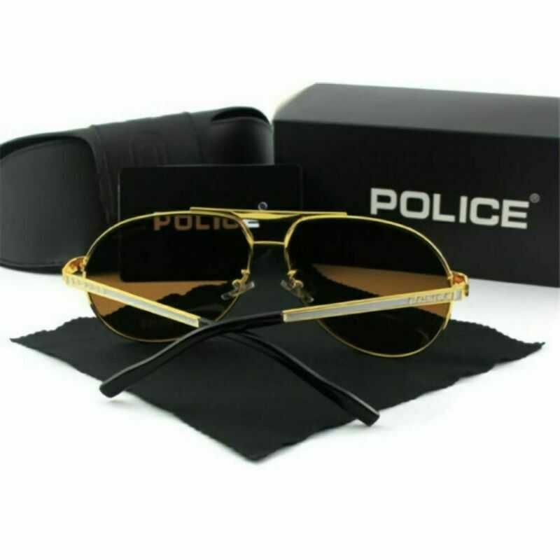 Óculos de sol Police haste metal cinza escuro ou dourados polarizados