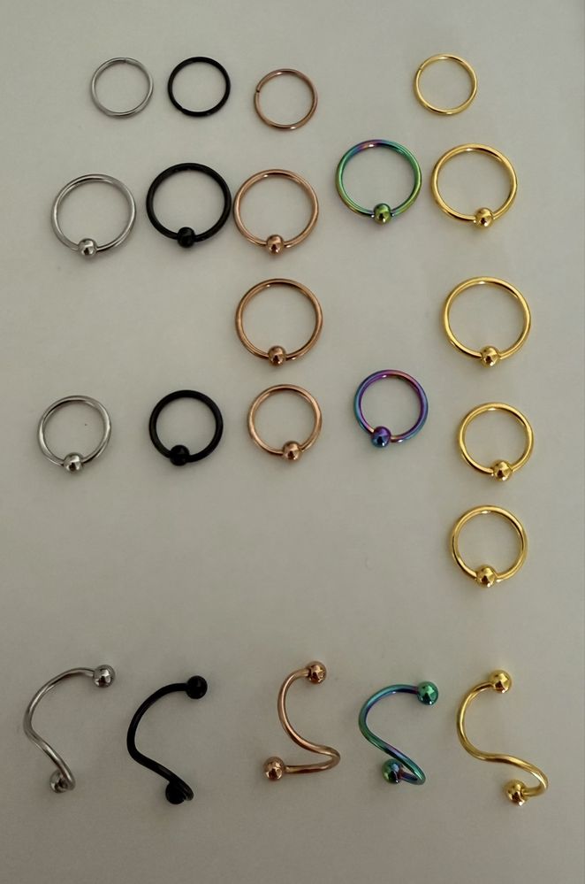 Lote Piercings (vários tamanhos, modelos e cores)