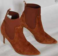 Steve Madden brown- rude botki na szpilce rozmiar 39