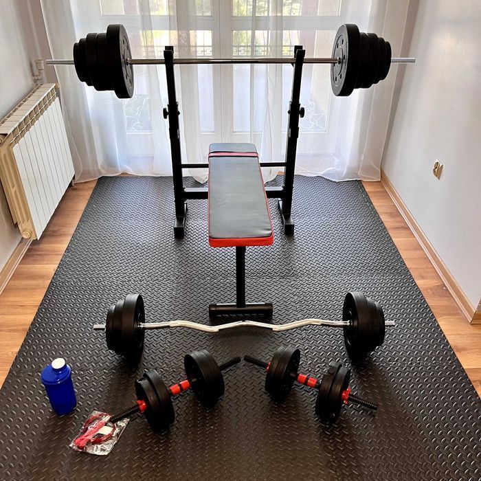 Zestaw Do Ćwiczeń 126kg Siłownia Ławeczka Hantle Obciążenie Gryf