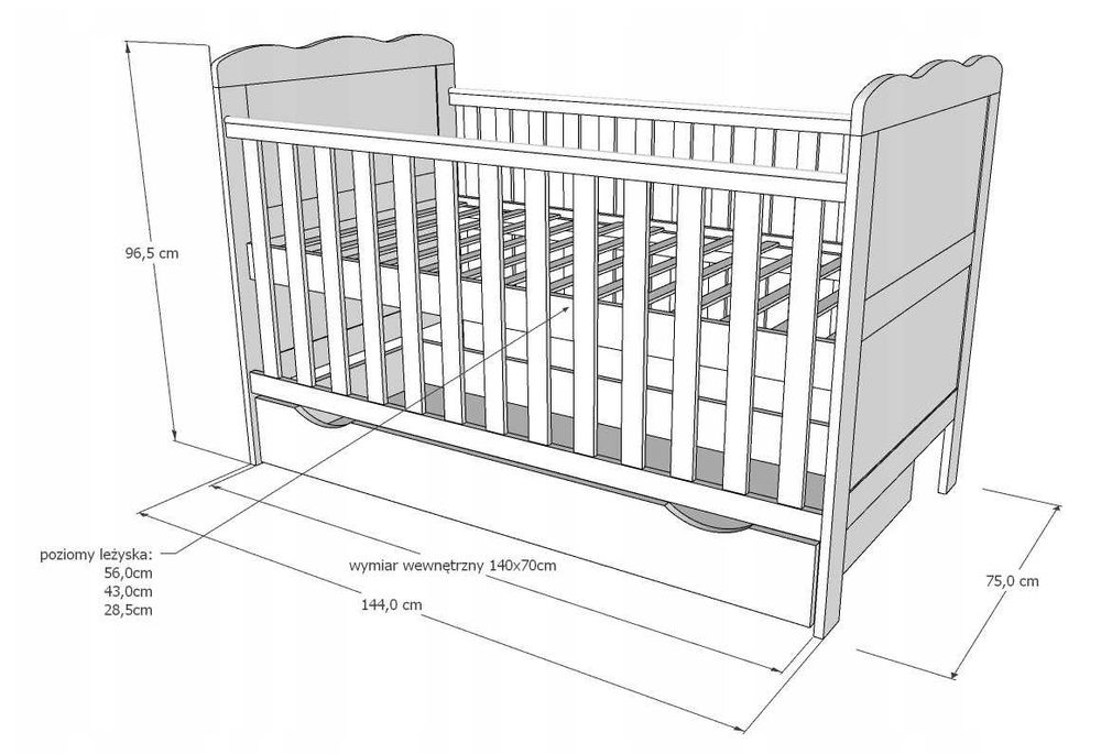 Łóżeczko dla dziecka Łóżko młodzieżowe 140x70 Materac + Barierka Ikea