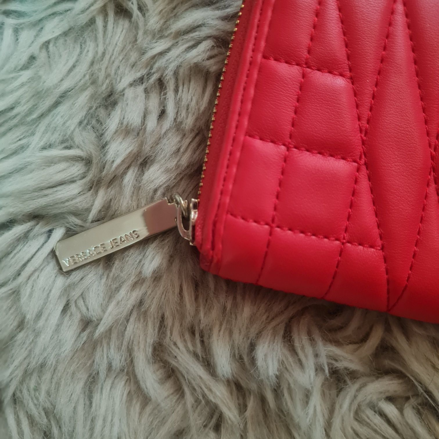 Versace Jeans czerwony duzy portfel 20x11 cm wallet  ma obdarte rogi c