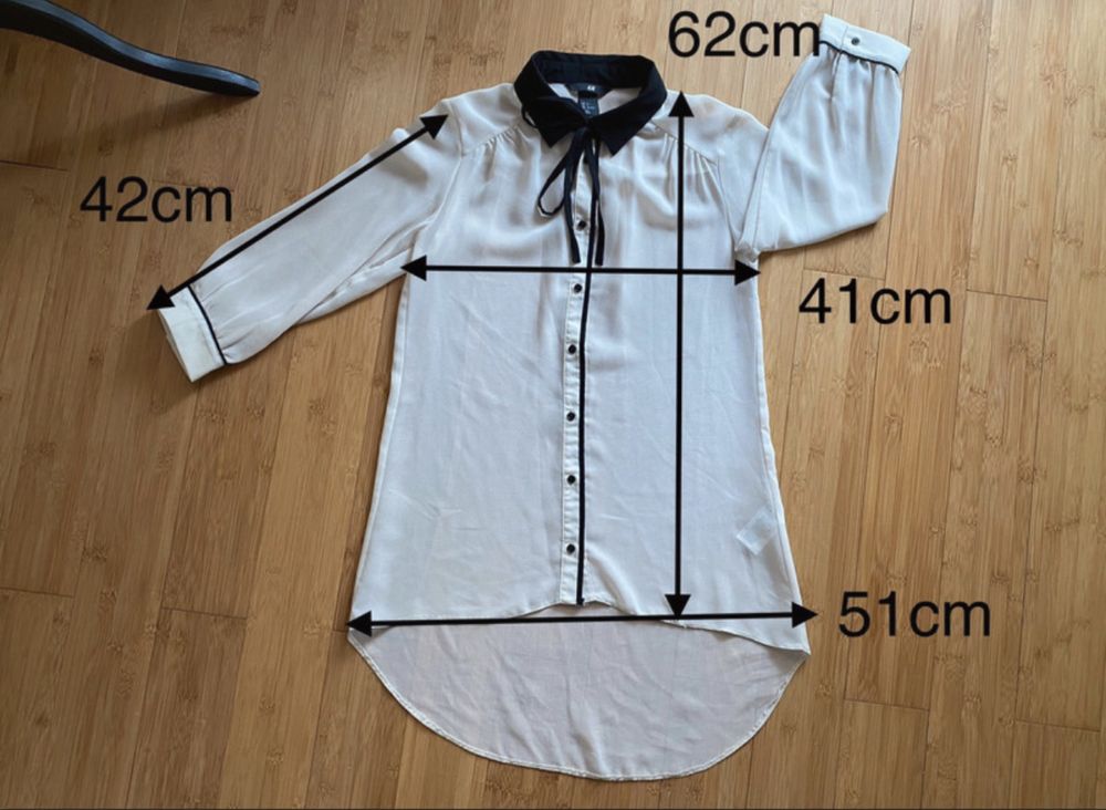 Przezroczysta bluzka z kokardą koszulka XS H&M