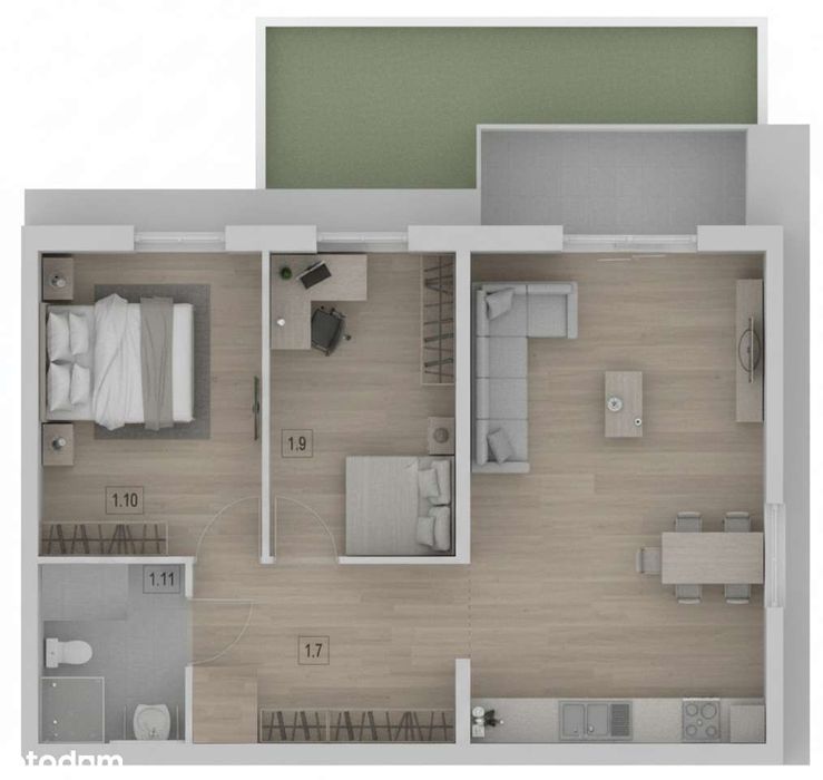 Mieszkanie nr 2 – Parter 78,66 m², ogród 25 m²