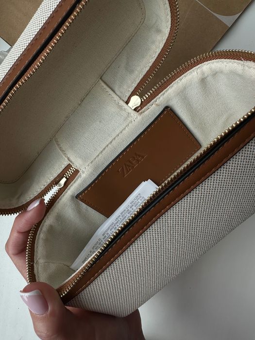 Трендова маленька світла текстильна сумочка Зара Zara