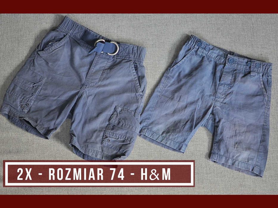 2x - Krótkie spodenki dla chłopca - Rozmiar 74 - H&M - CENA ZA 2szt.
