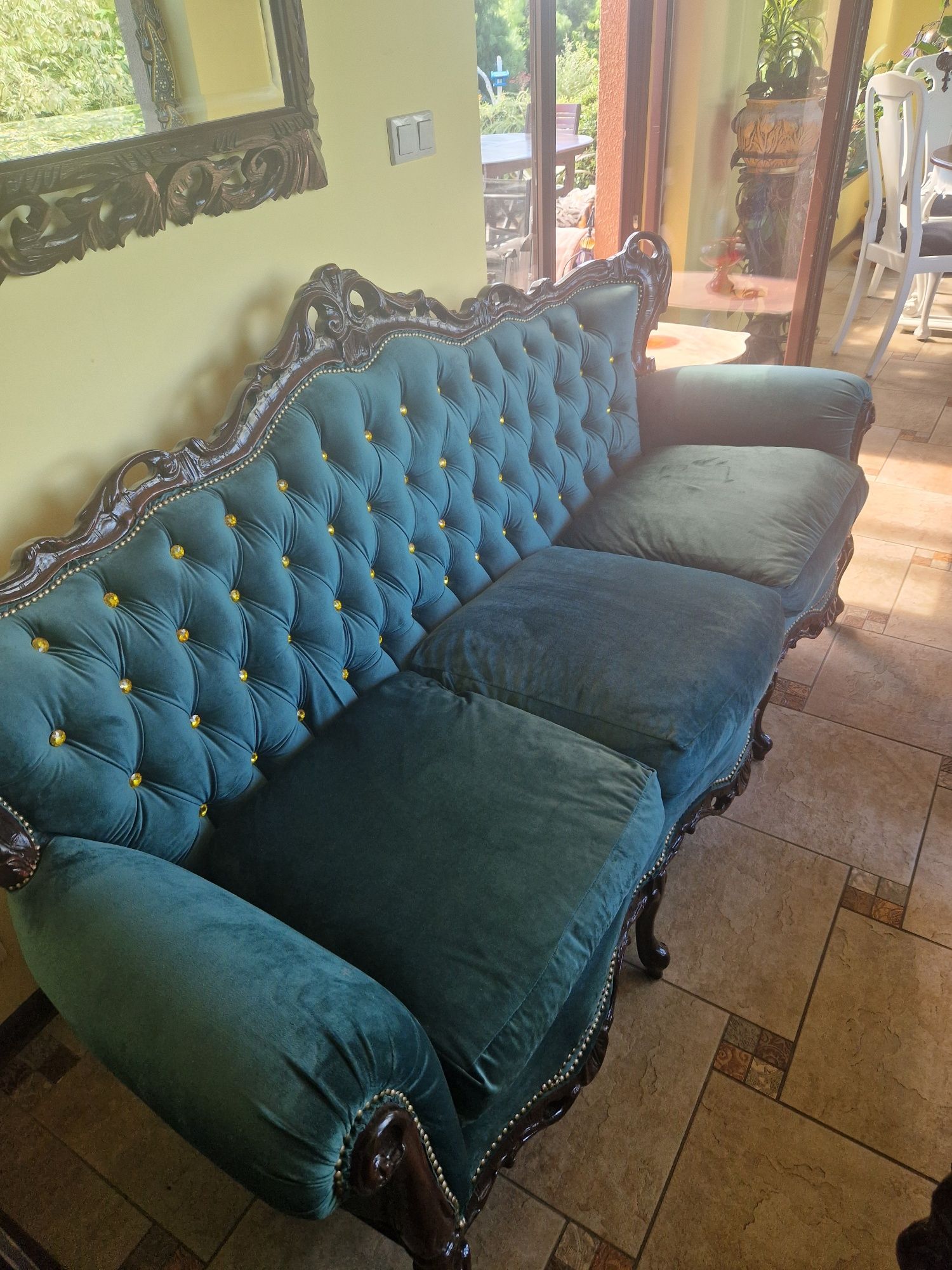 Meble zestaw wypoczynkowy sofa i dwa fotele komplet neobarok