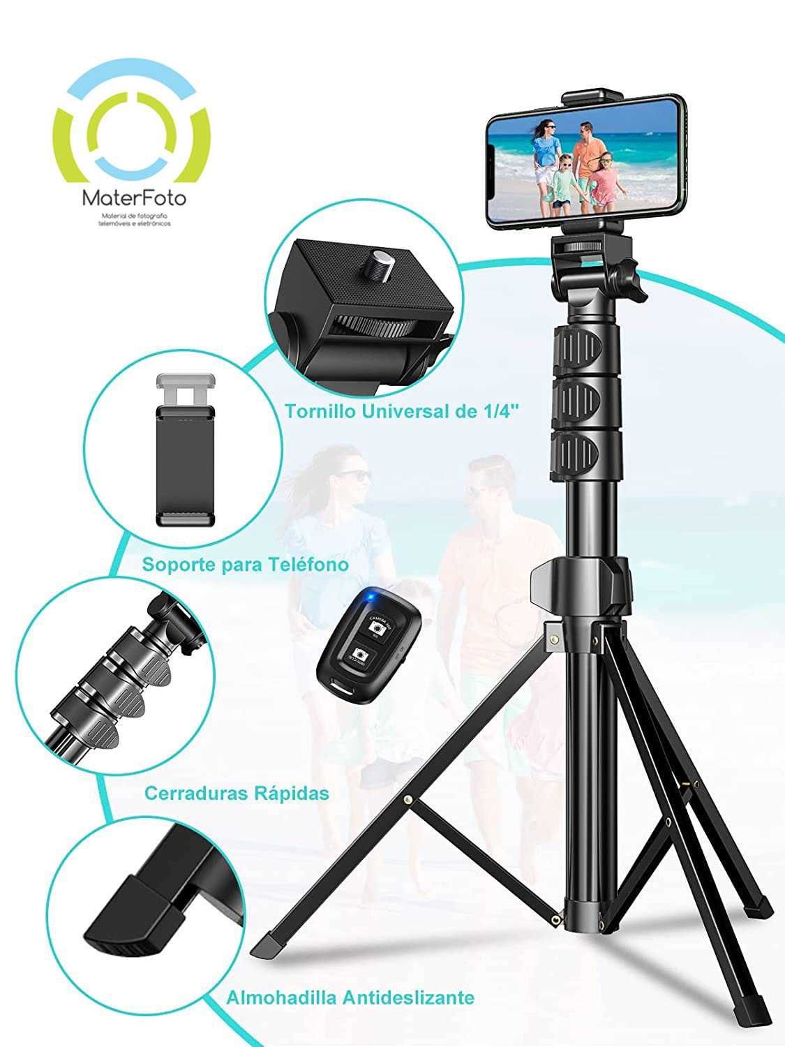 (NOVO) Tripé Selfie-Stick Extensível + Suporte Selfie + Comando