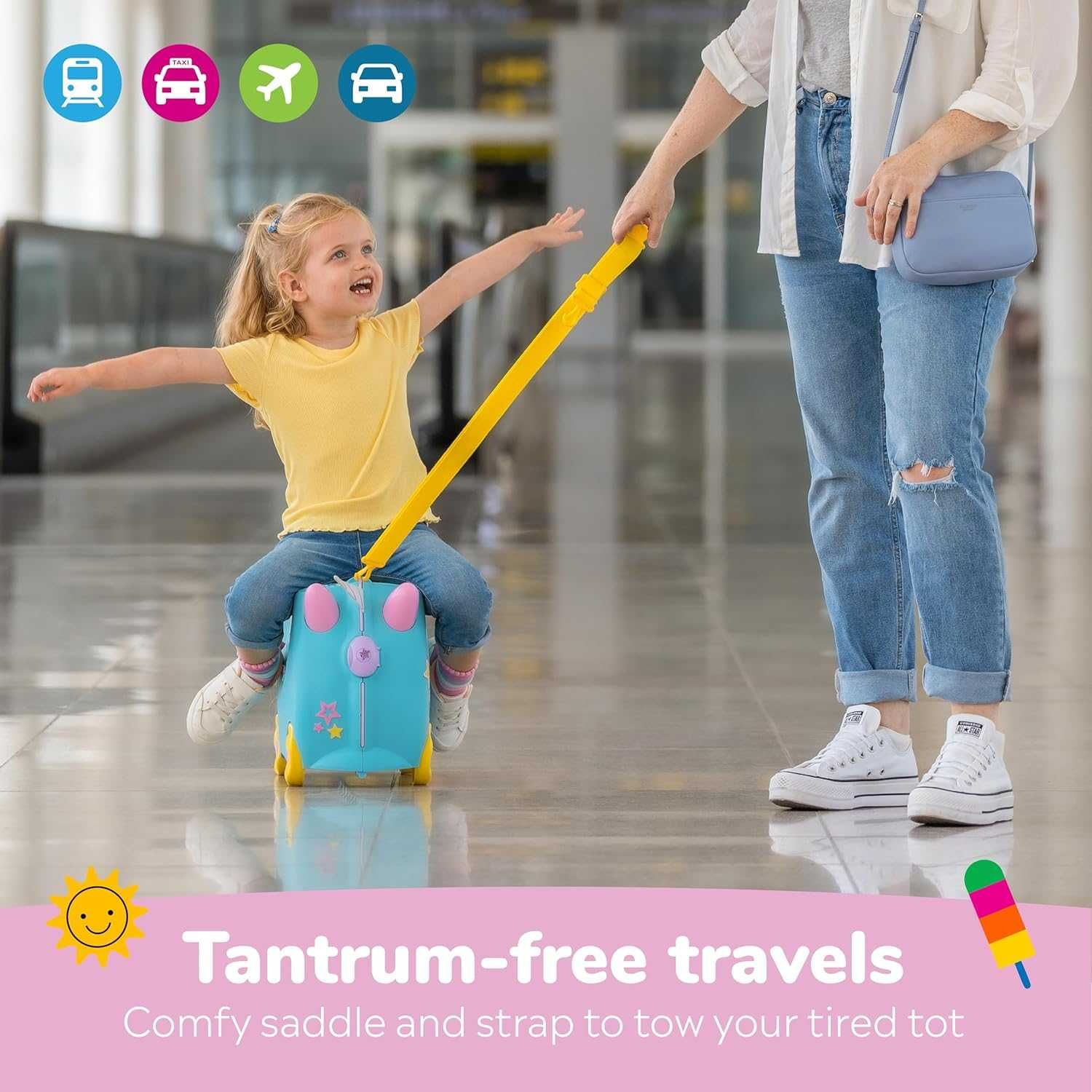 TRUNKI jeżdżąca walizka dla dziecka, kabinowa, Jednorożec, 18 L