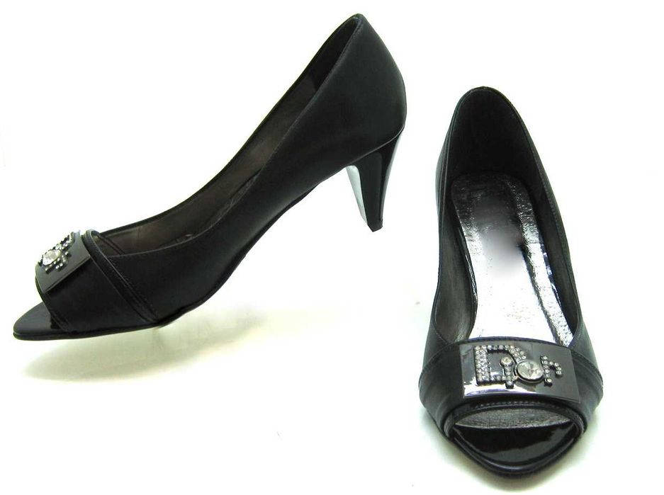 Czółenka Damskie Czarne Skórzane Szpilki R.36