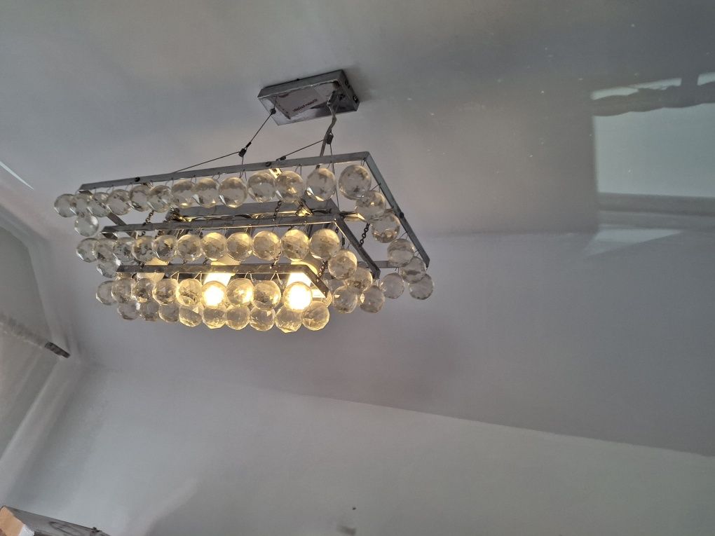 KRYSZTAŁKI GLAMOUR DUŻY Żyrandol Lampa Sufitowa Wisząca  Duży 3 x E 27