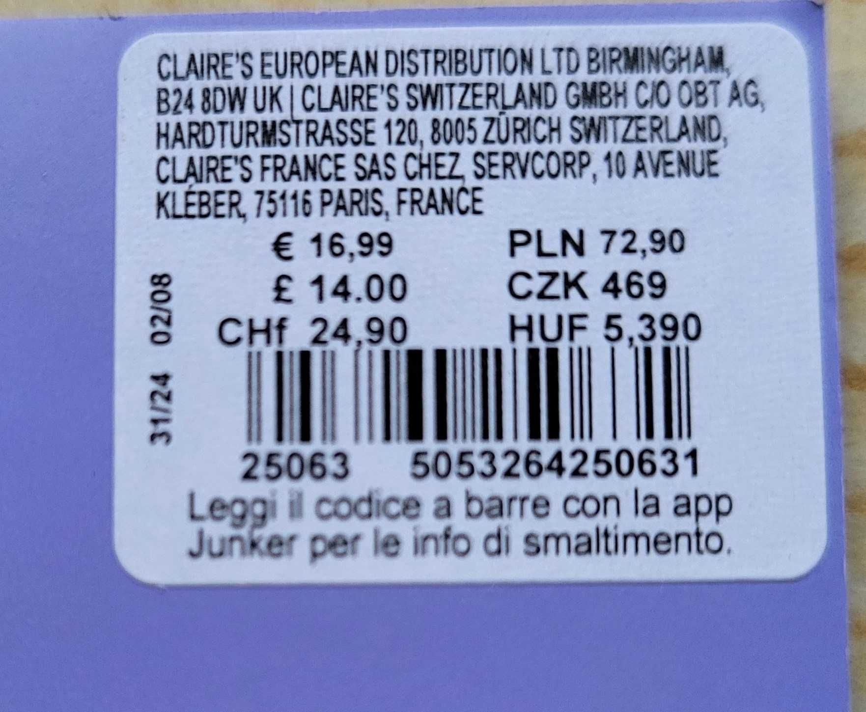 Claire's Zestaw 9 kolczyków (m.in. zegary)- NOWY - NAJTANIEJ na RYNKU!