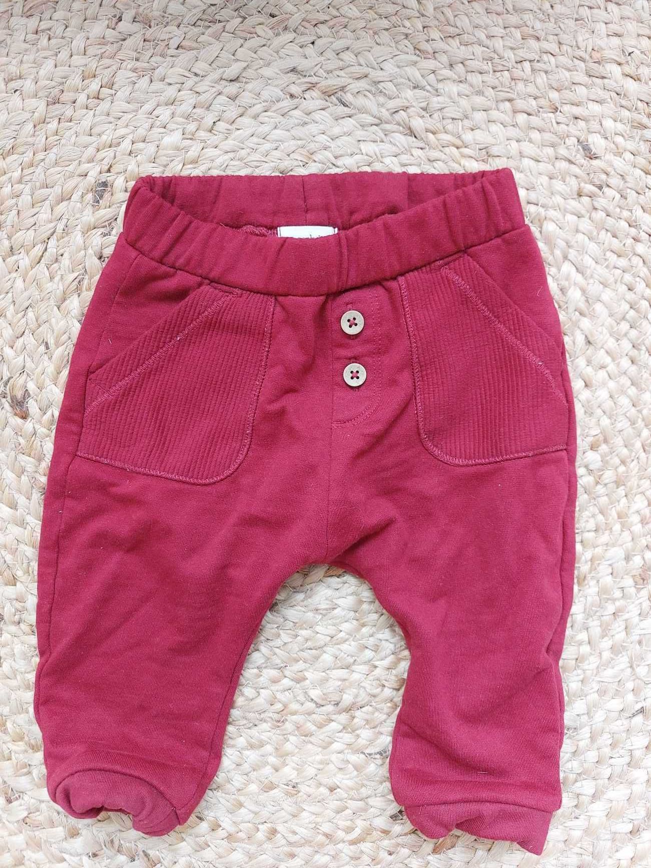 Ocieplane legginsy spodnie 68 newbie bordowe bordo