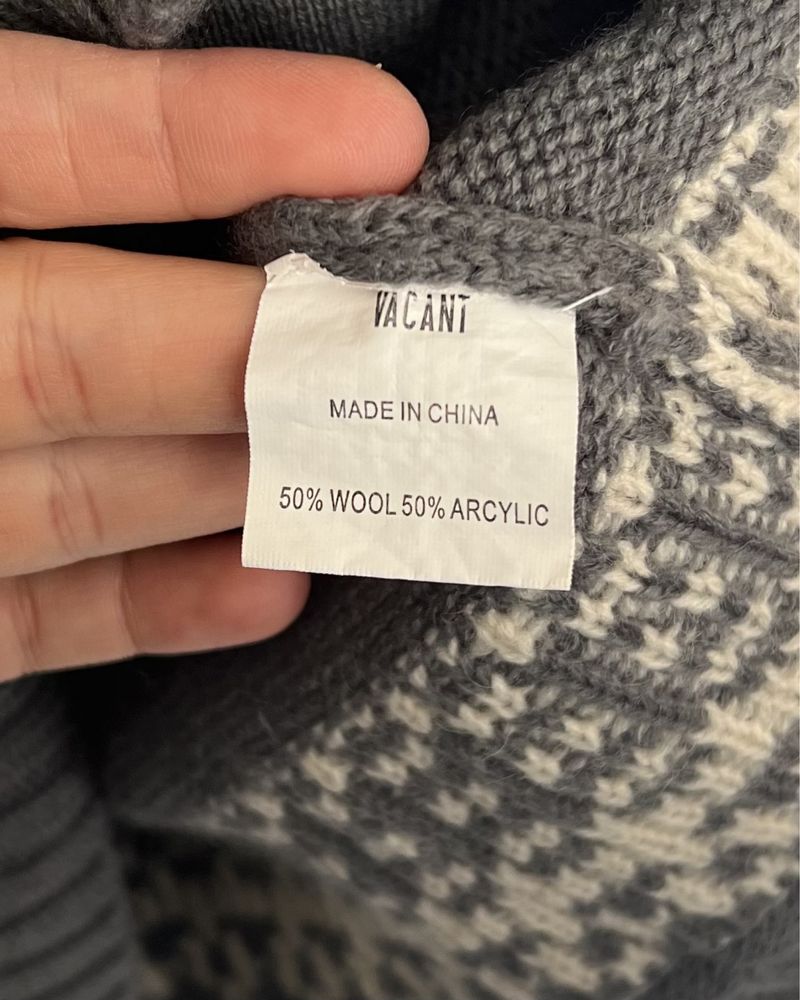 Sweter meski rozpinany scandi z wełną szary