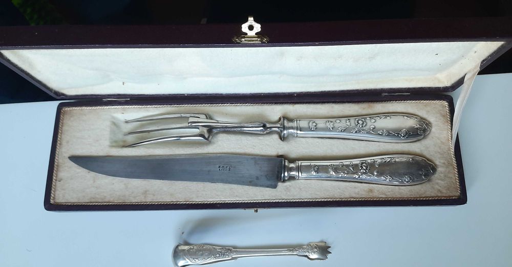 plater szczypce do cukru i serwis do mięs SFAM Chrysanthemes, piękne