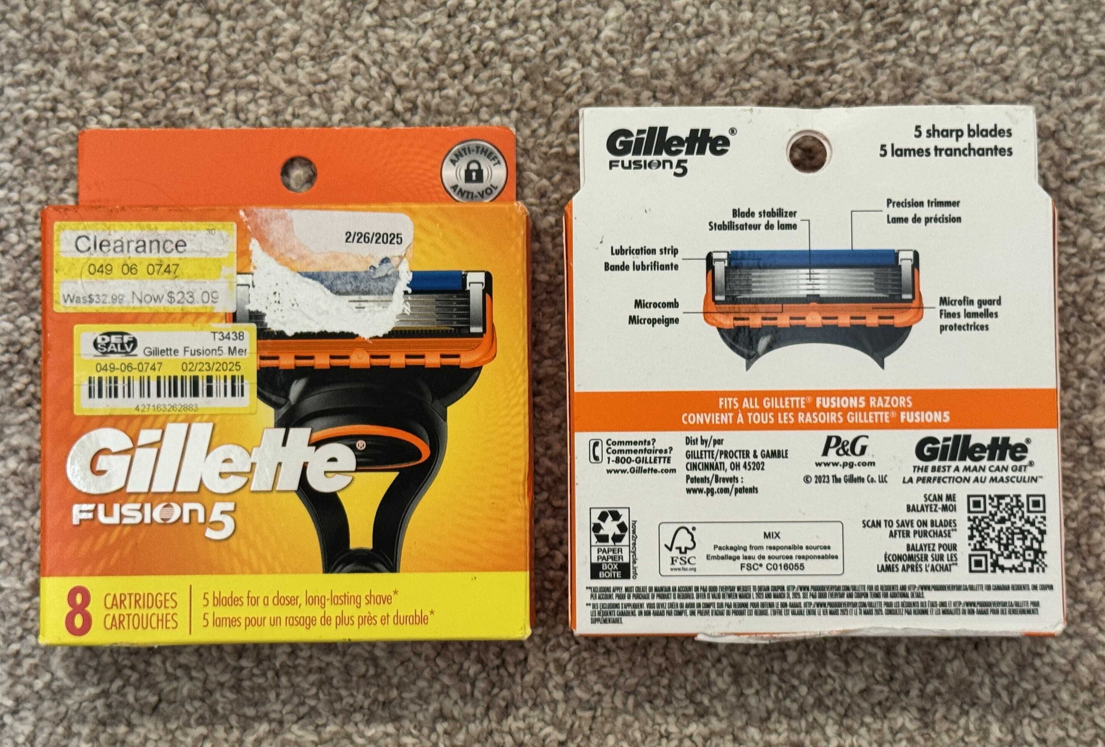 Лезвия оригинал из США Gillette Fusion, Proglide 4шт картриджи