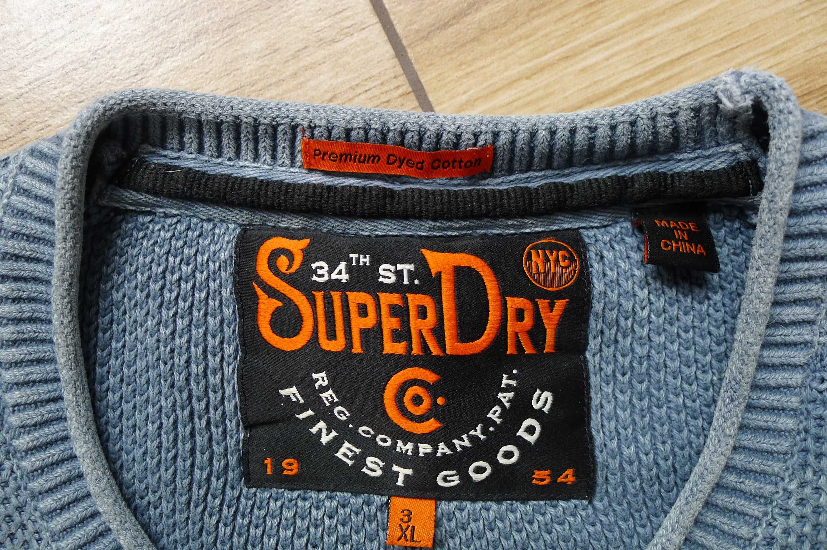 sweter SUPERDRY Japan PREMIUM Knit. szary r. XL