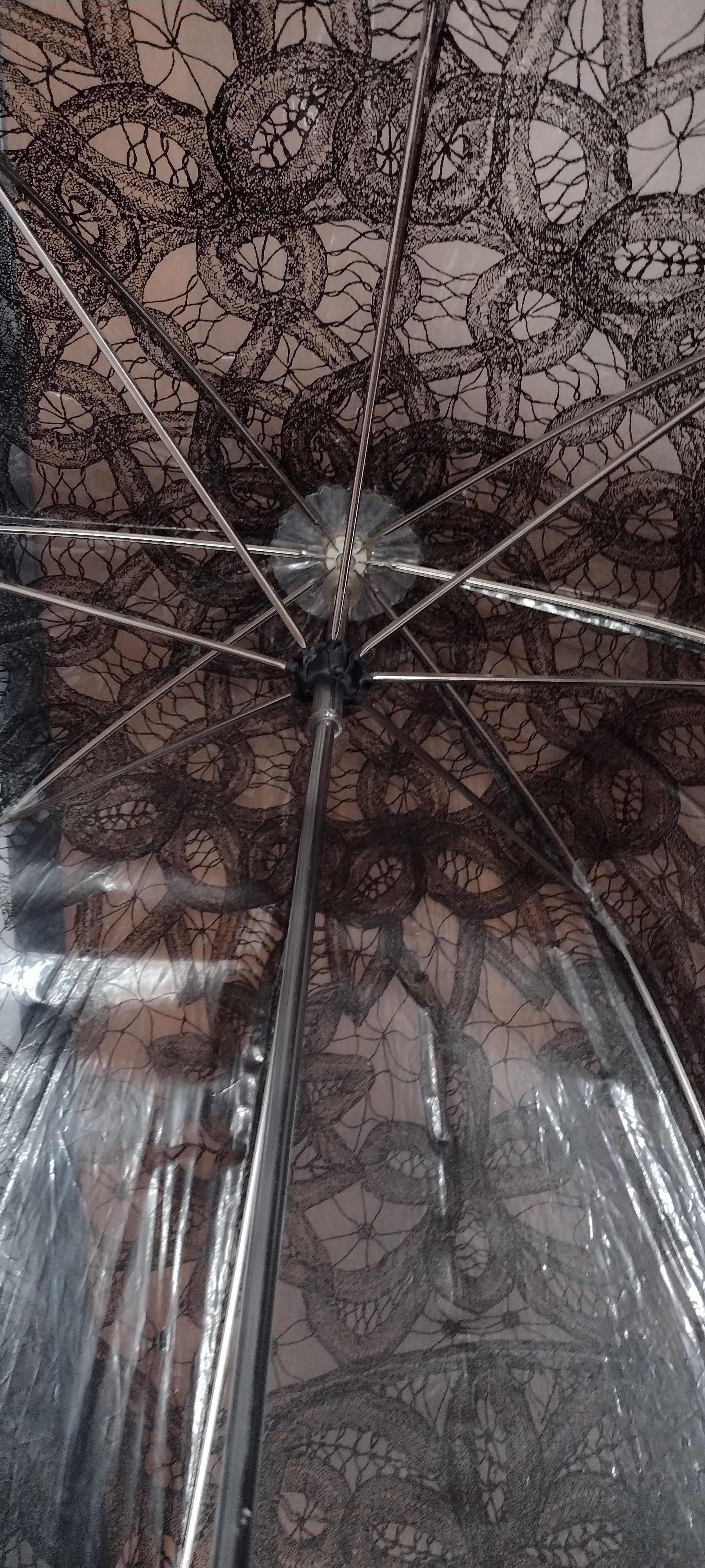 Parasol długi plastikowy z koronkowym wzorem