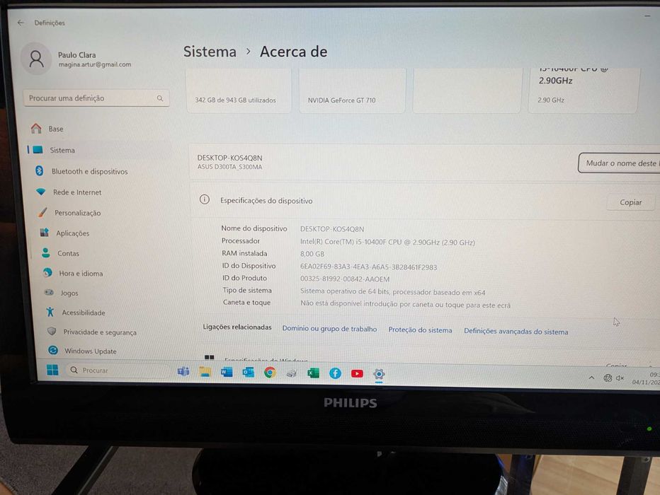 Computador Asus com processador Intel i5