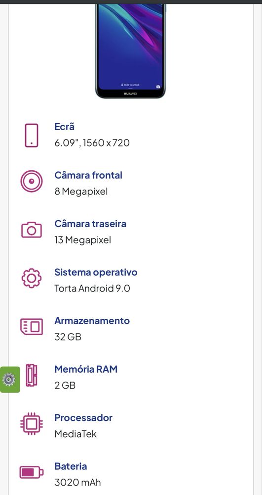Telemóvel Smartphone Huawei Y6 2019