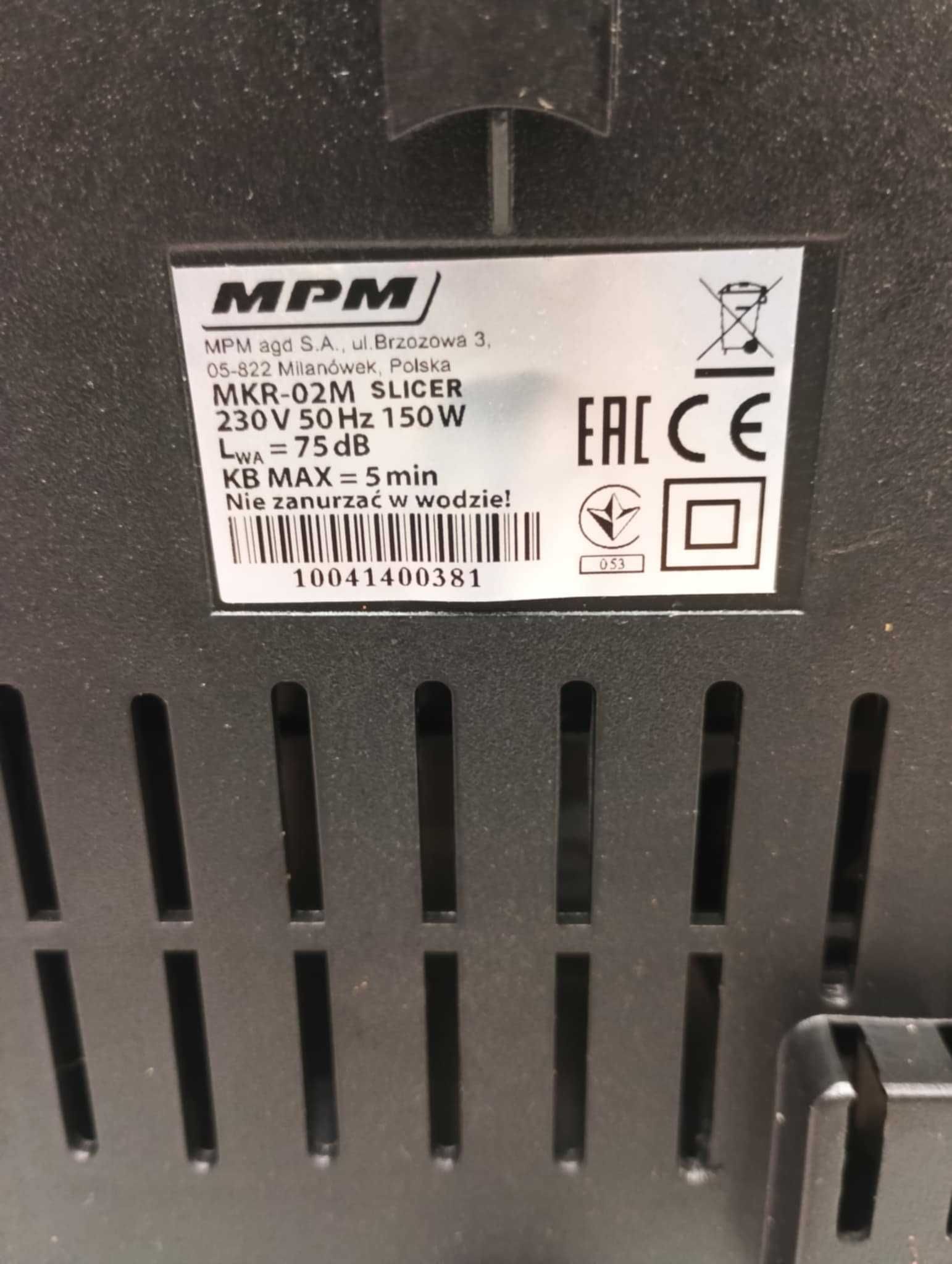Krajalnica elektryczna MPM MKR-02M metalowa srebrna