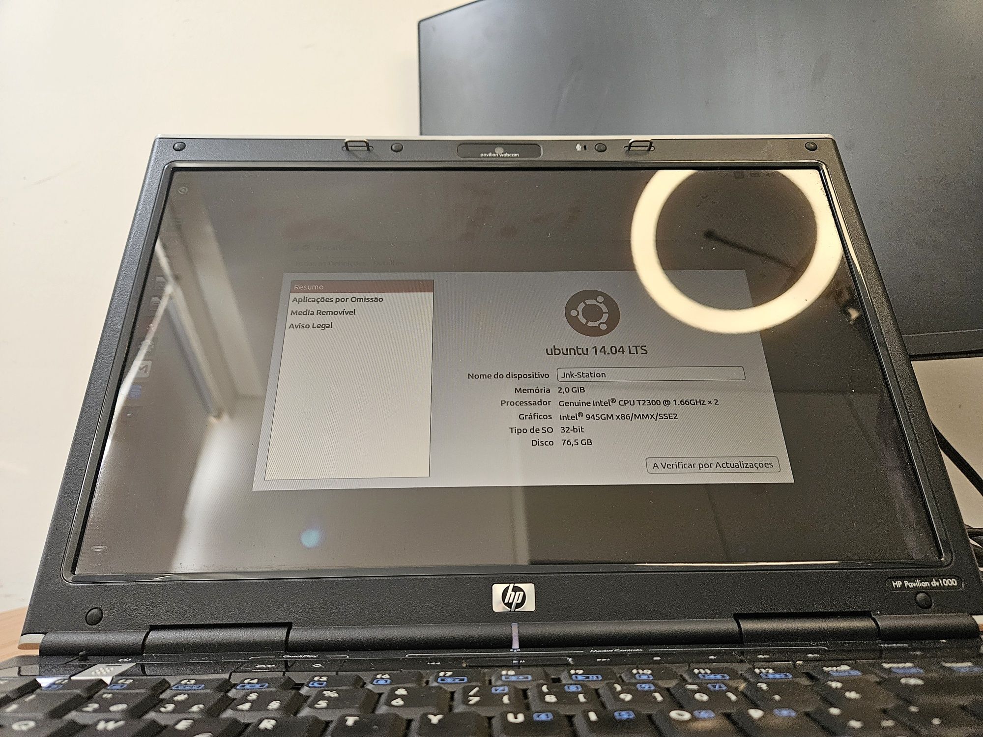 Computador portátil HP Pavilion dv1000 - sem bateria