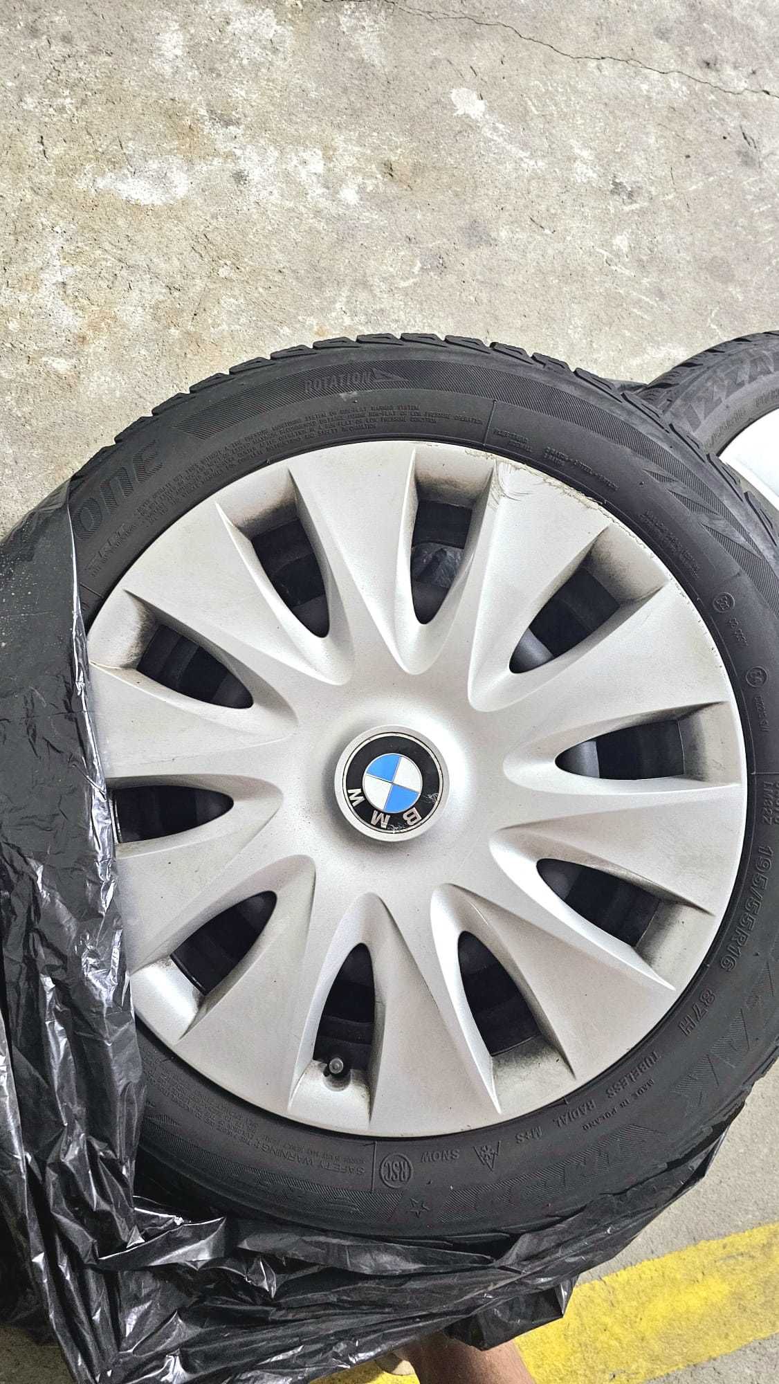 Komplet Bridgestone blizzak lm32 195/55r16 + feligi + kołpaki BMW